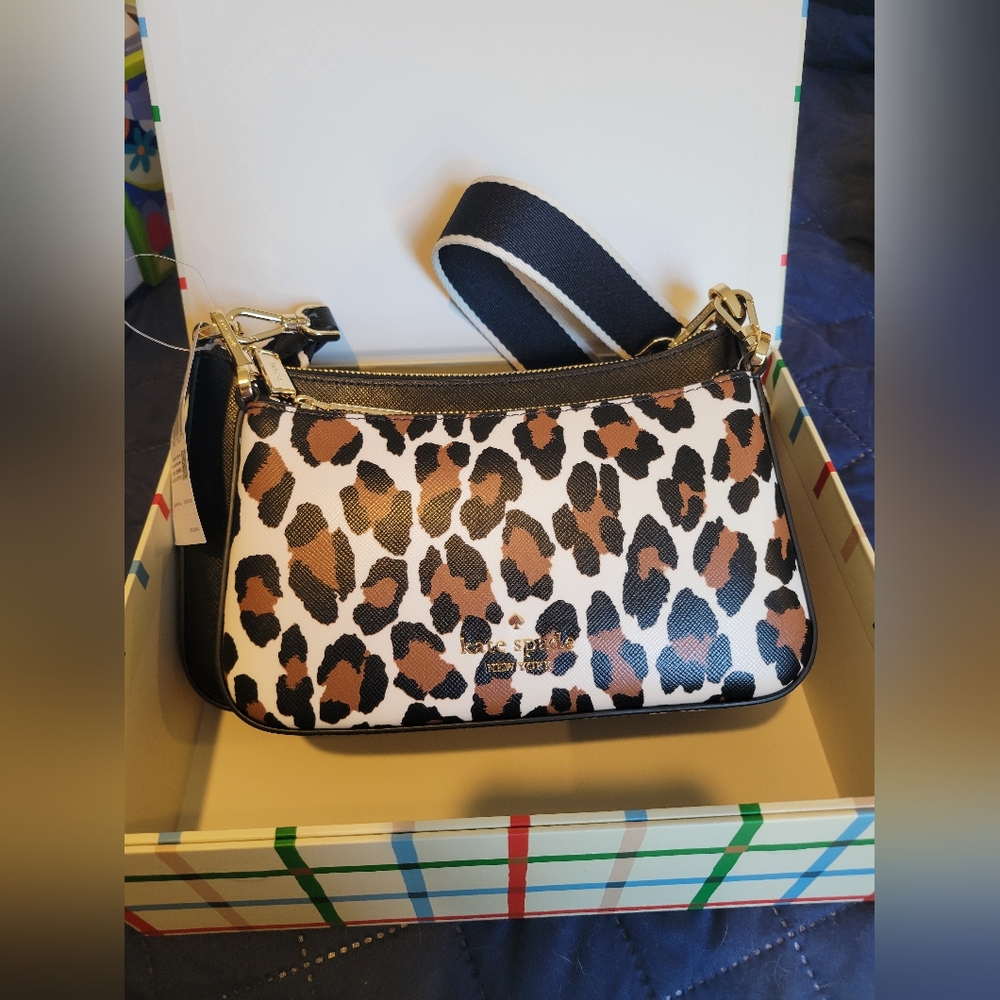 Leopard Print Crossbody Bag with Black Trim Crossbody Duo (2 KATE SPADE BAGS) - Picture 2 of 8